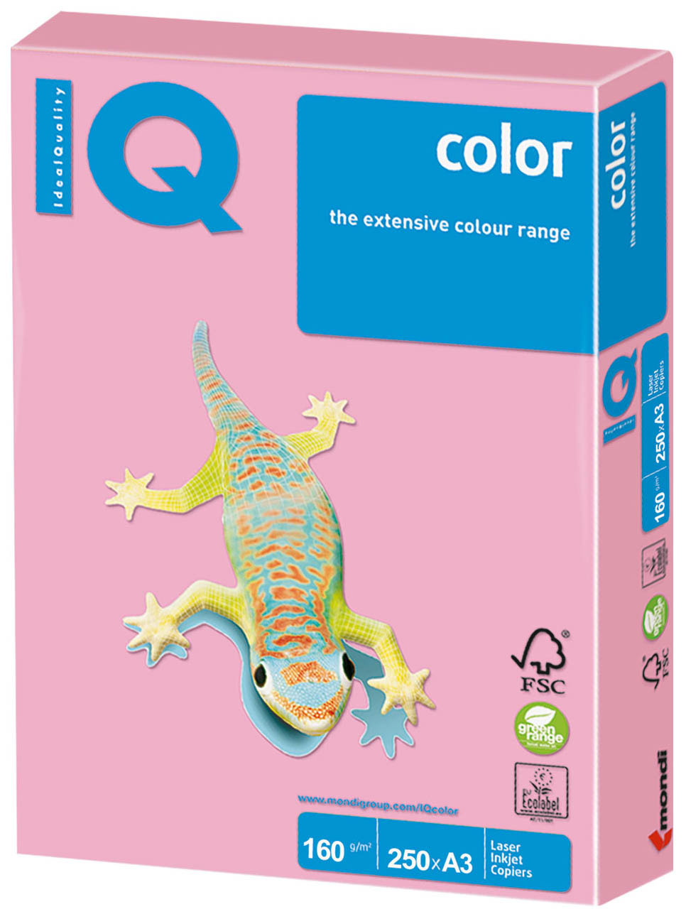 Бумага IQ PI25 Color, А3, 160 г/м2, 250 л, PI25, Пастель розовая