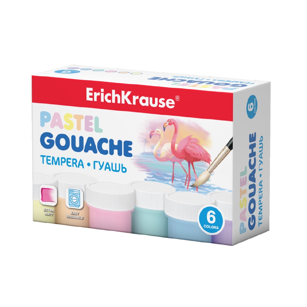 

Гуашь ErichKrause® Pastel 6 цветов по 20мл, Разноцветный