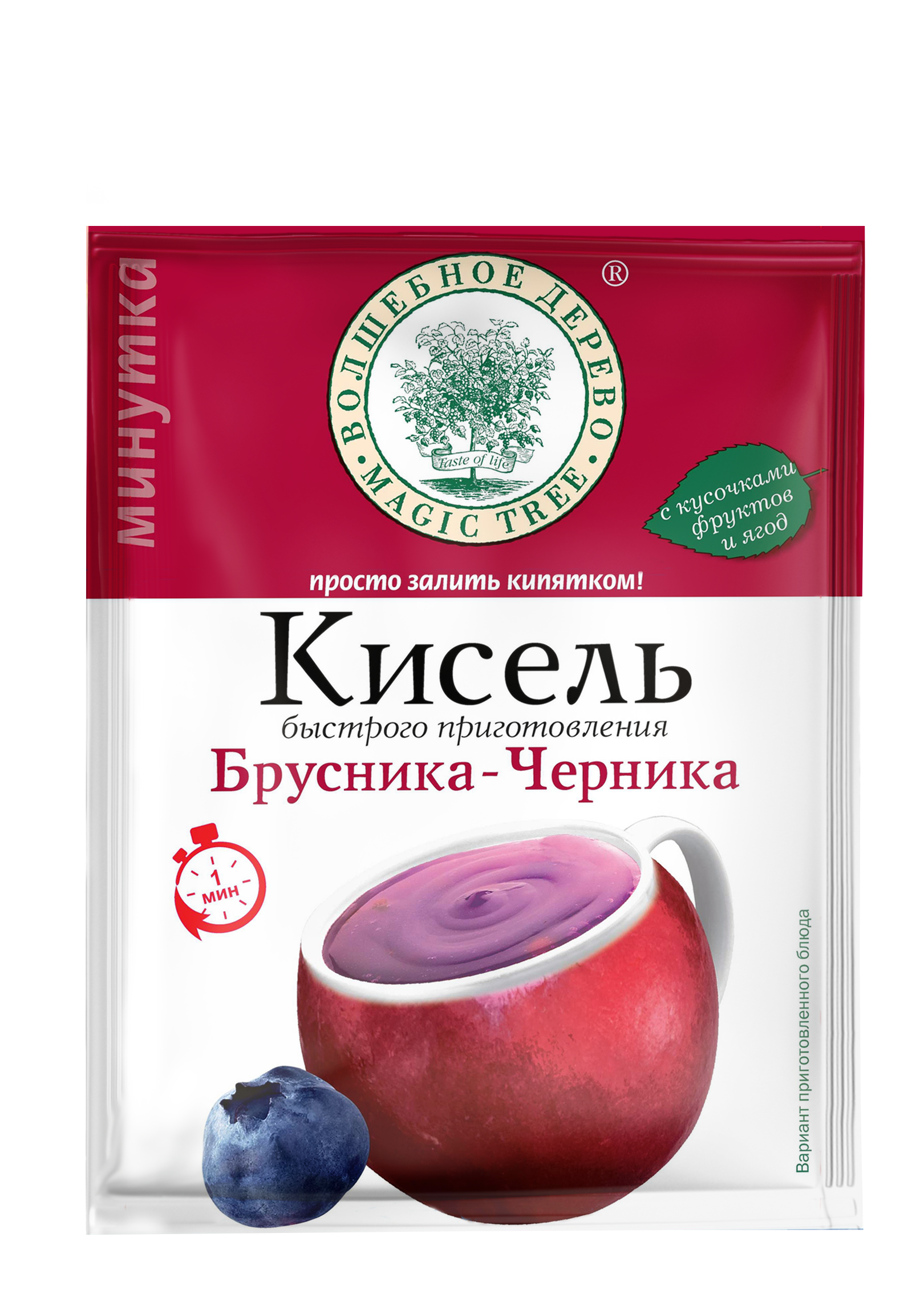 

Кисель быстр приготовления Волшебное дерево брусника-черника минутка 30 г