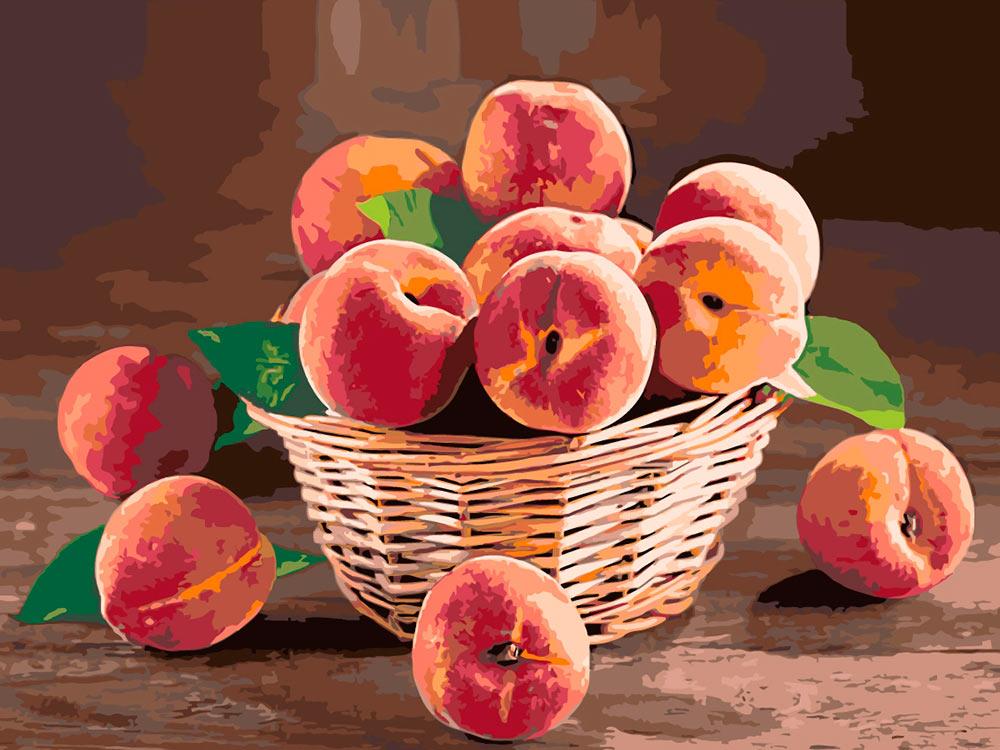 фото Картина по номерам живопись по номерам корзина с персиками, 30x40