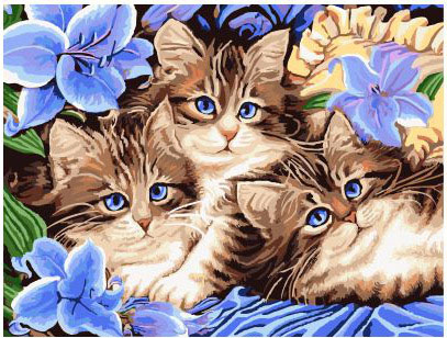 

Картина по номерам Paintboy EX 5689 Котята в цветах 30*40