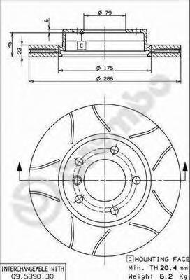 фото Тормозной диск brembo 09539077