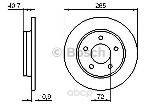 фото Тормозной диск bosch задний для mazda 3 1.4-2.0 2003-2013 0986479178