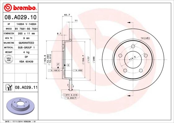 фото Тормозной диск brembo 08.a029.11