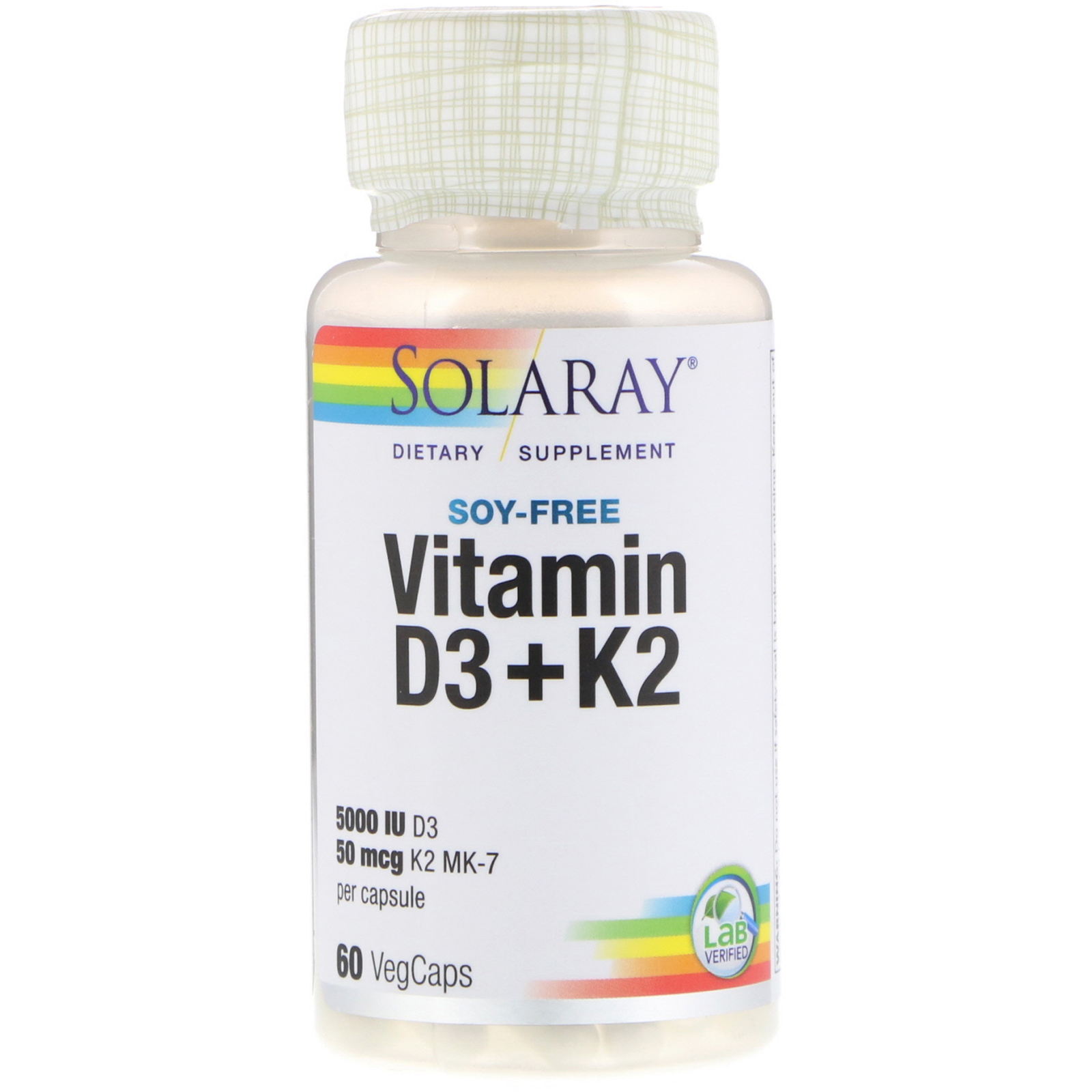 фото Витамин d3 и k2 solaray d3 + k2 60 капсул