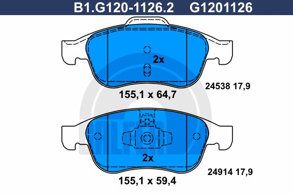 

Комплект тормозных дисковых колодок GALFER B1.G120-1126.2