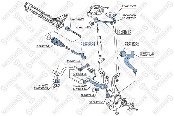 

Наконечник поперечной рулевой тяги STELLOX 51-00300-SX