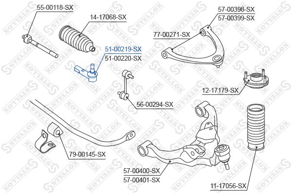 

Наконечник поперечной рулевой тяги STELLOX 51-00219-SX