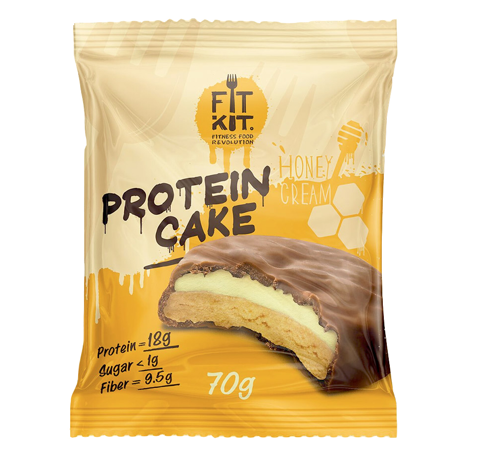 Fit Kit Protein Cake 70 г (вкус: медовый крем) Протеиновое печенье