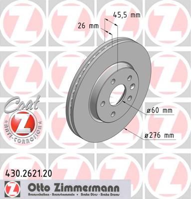 фото Тормозной диск zimmermann 430.2621.20