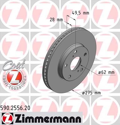 

Тормозной диск ZIMMERMANN 590255620