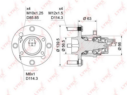 фото Комплект подшипника ступицы колеса lynxauto wh-1187