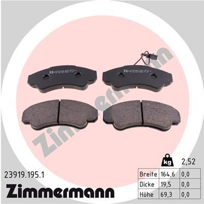 

Комплект тормозных колодок, дисковый тормоз ZIMMERMANN 23919.195.1