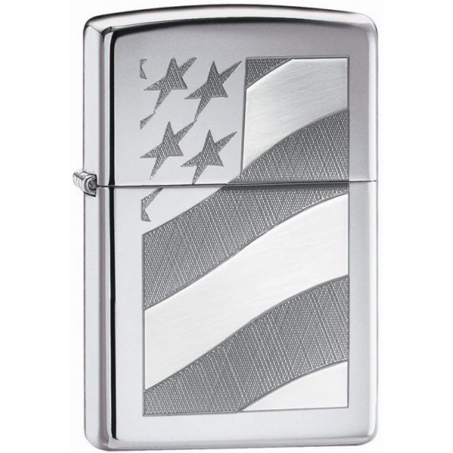 

Бензиновая зажигалка Zippo Old Glory Street Chrome, Серебристый, Old Glory