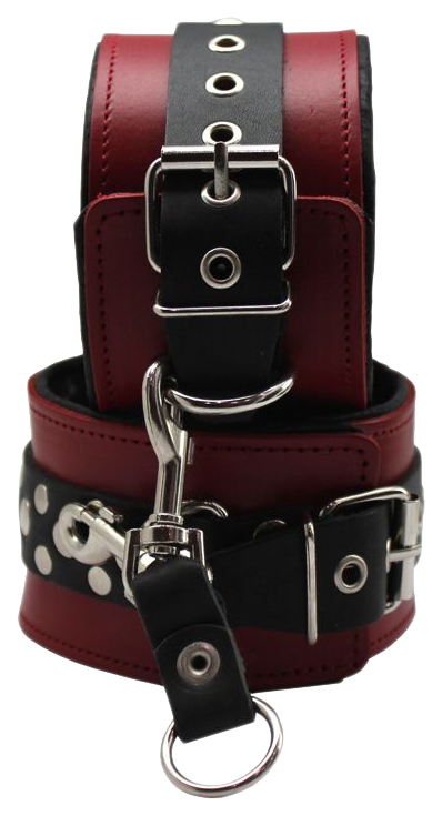 Поножи Podium с клёпками узкие красно-черный