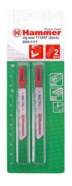 

Пилка по металлу для лобзика Hammer 30563, JG MT T118AF (2pcs)