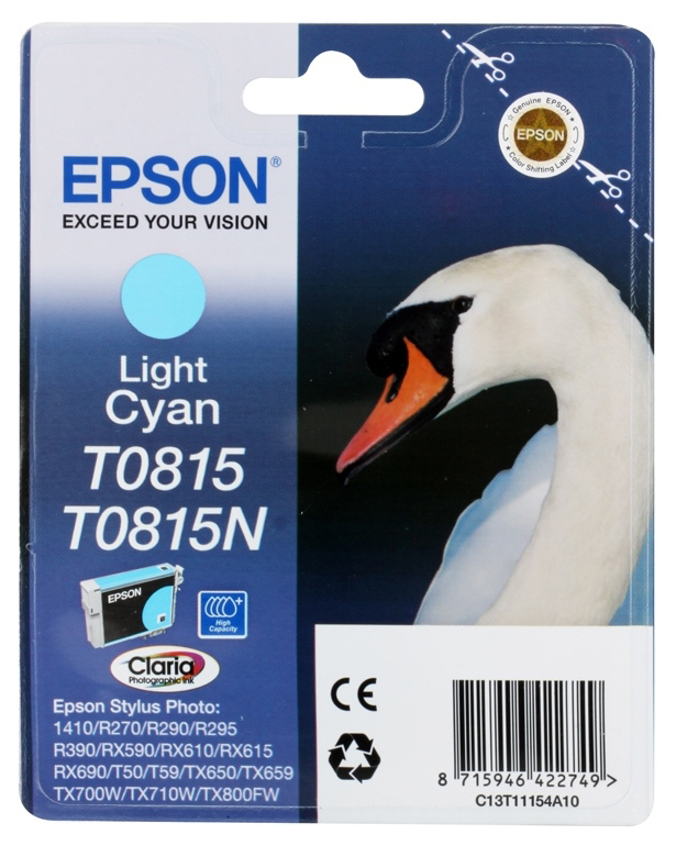 фото Картридж для струйного принтера epson c13t11154a10, светло-голубой, оригинал