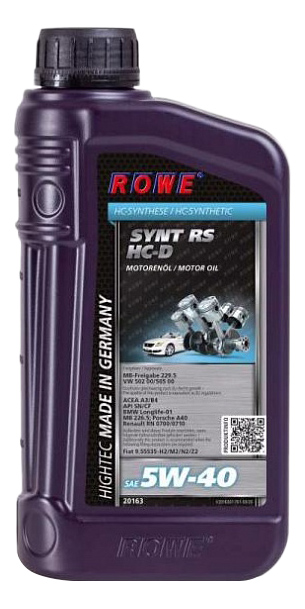 фото Моторное масло rowe hightec synt rs hc-d 5w-40 1л