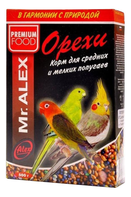 Основной корм Mr.Alex Фрукты, для средних и мелких попугаев 500 г
