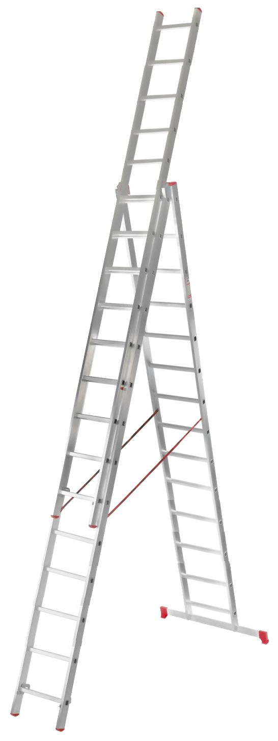 Трехсекционная универсальная лестница алюминиевая Алюмет H3 5314 3x14 ступеней