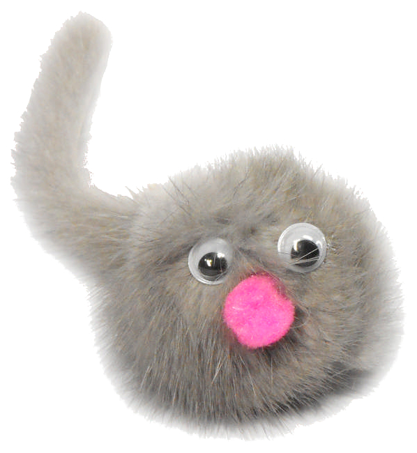 фото Мягкая игрушка для кошек petto зверек из норки, натуральный мех, серый, 4.5 см