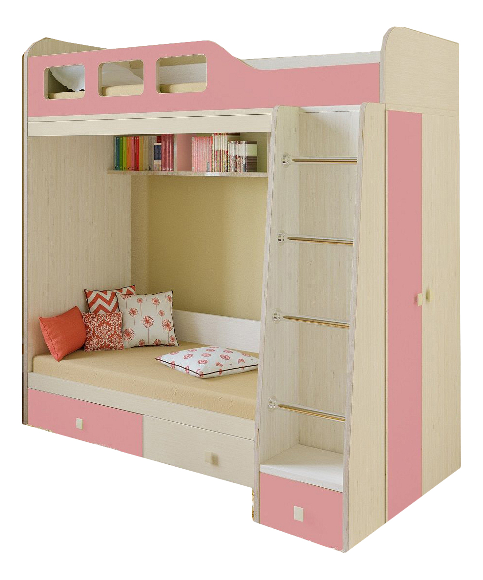 фото Двухярусная кровать рв мебель астра 3 дуб молочный/розовый рв-мебель