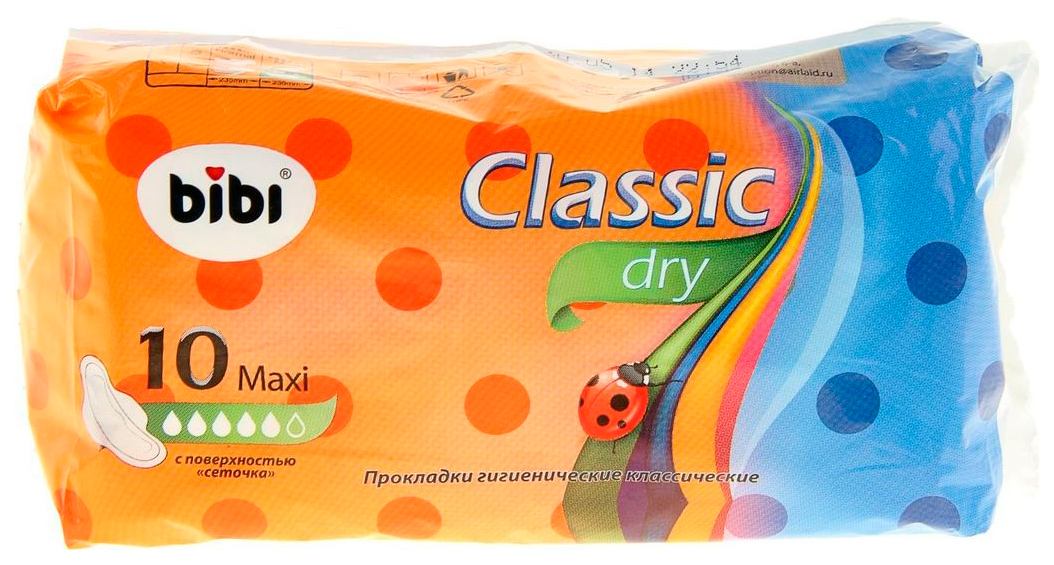 

Прокладки BiBi Classic Dry Maxi 10 шт, Белый, Maxi