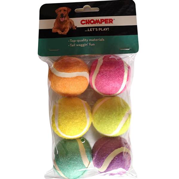 

Апорт для собак Chomper Dogicorn Теннисные мячики, разноцветный, 5.5 см, 6 шт