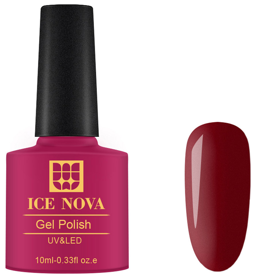 фото Гель-лак для ногтей ice nova gel polish uv-led 017 бордовый 10 мл