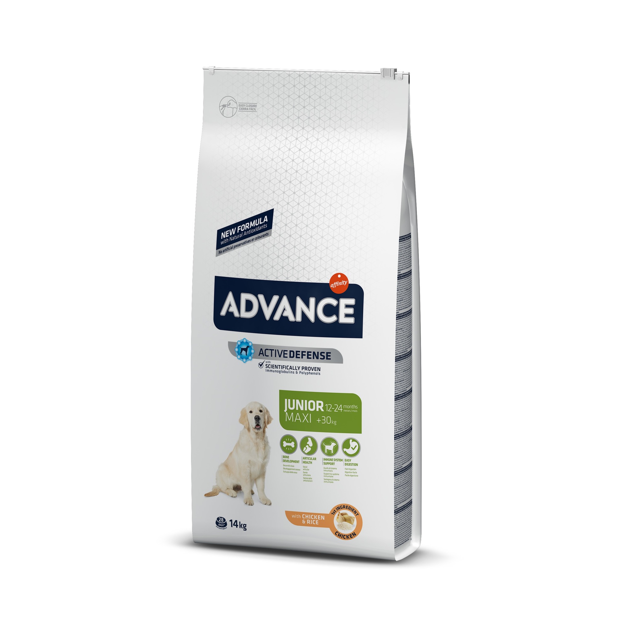 

Сухой корм для щенков Advance, для крупных пород, от 12 до 24 месяцев, курица и рис, 14 кг, Maxi Junior