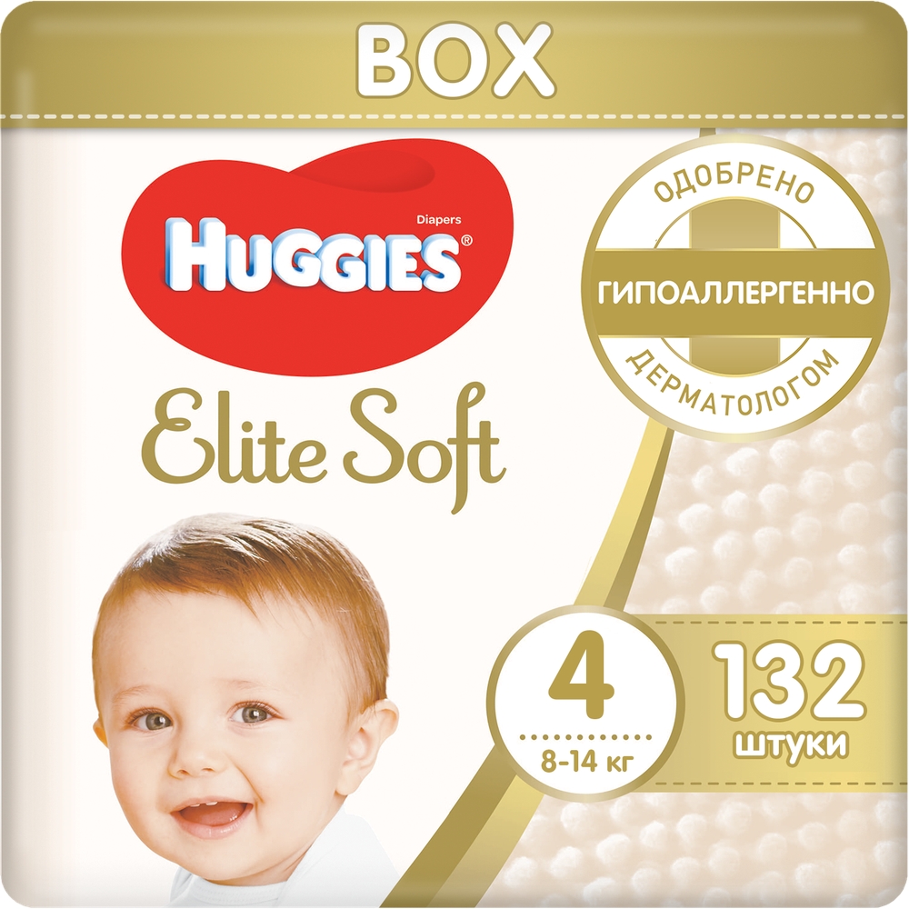 фото Подгузники huggies elite soft 4 (8-14 кг), 132 шт.
