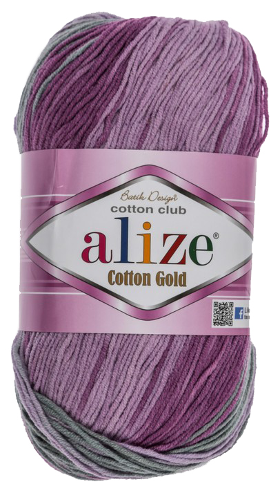 

Пряжа Alize 1373662 Cotton Gold Batik 4149 сиреневый-фиолетовый-зеленый-бежевый-белый, Cotton Gold Batik