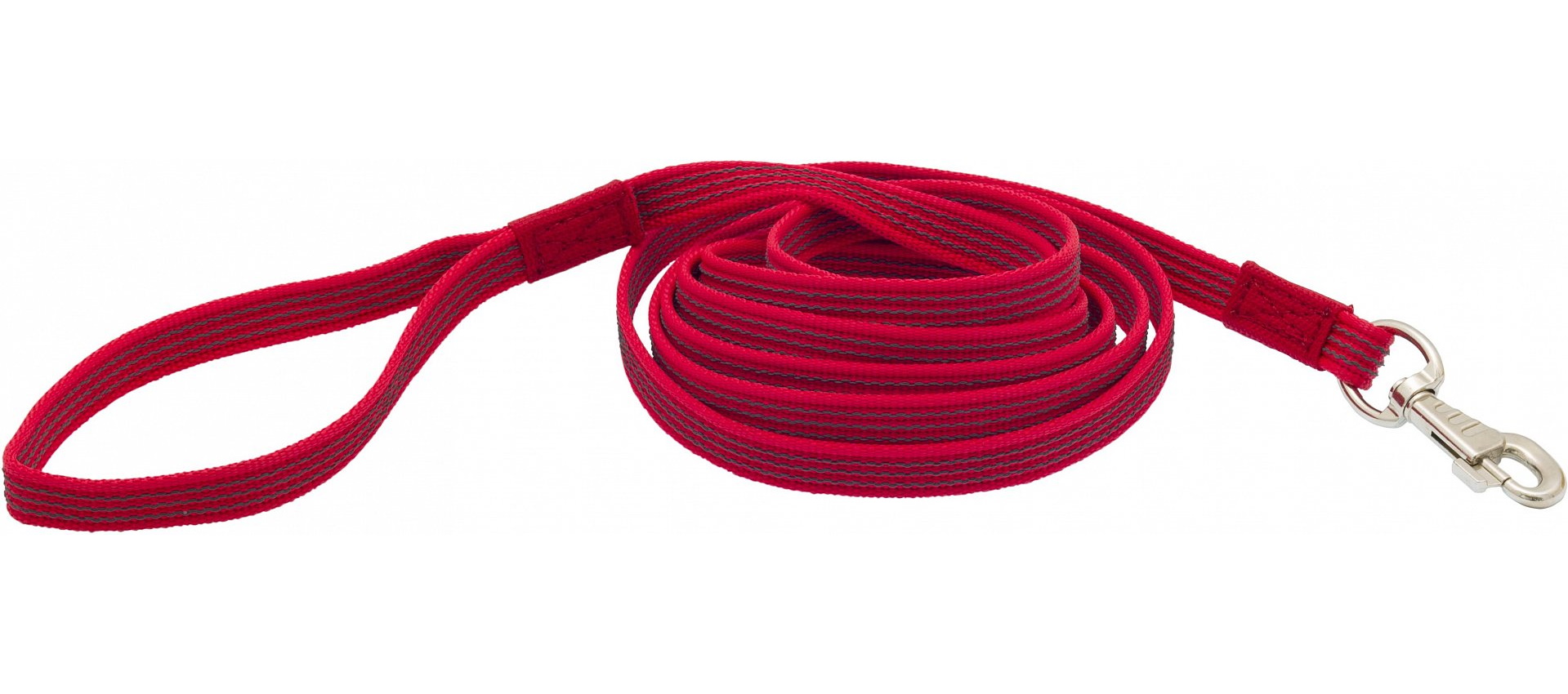 фото Поводок для собак каскад нейлон с латексной нитью двухсторонний , 20 мм х 10 м, красный