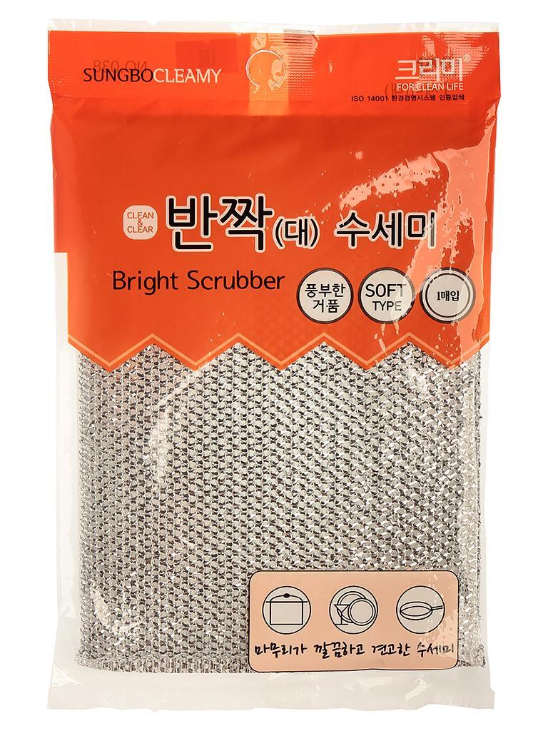 фото Скруббер для мытья посуды ( 20 х 14 х 0,9 ) bright scrubber (l) 1шт sungbo cleamy