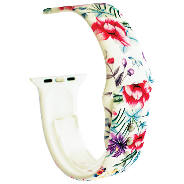 фото Ремешок для смарт-часов coteetci w38 flowers для apple watch ser. 4 44mm white (wh5266-br)