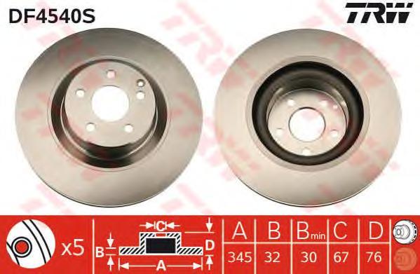 фото Тормозной диск trw/lucas df4540s