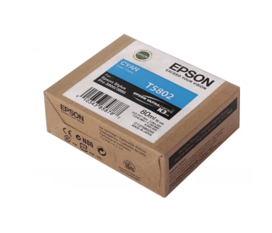 Картридж для струйного принтера Epson T5802 (C13T580200) голубой, оригинал