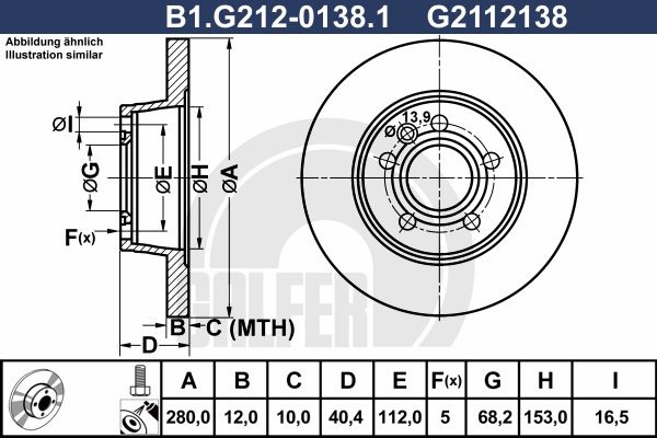 Тормозной диск GALFER B1.G212-0138.1