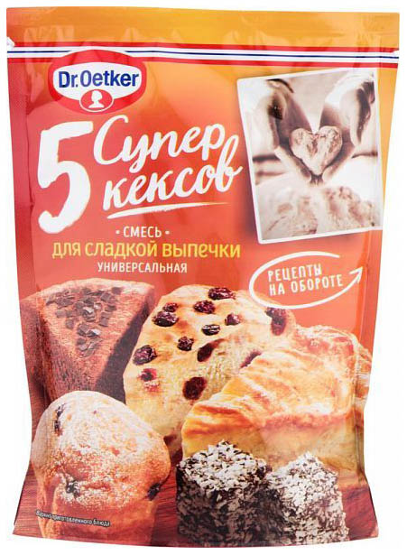 

Смесь Dr.Oetker для сладкой выпечки универсальная 5 супер кексов 380 г
