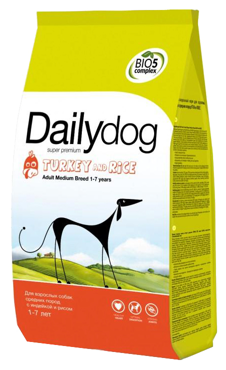 фото Сухой корм для собак dailydog adult medium breed, для средних пород, индейка и рис, 20кг