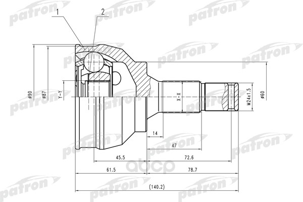 

Шрус наружный PATRON a25 b25 d90 для Peugeot 306, 405, 406/Citroen Berlingo 1.8 PCV2038
