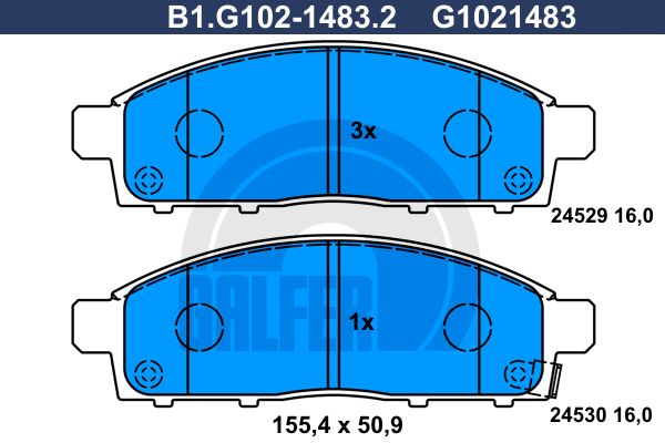 

Комплект тормозных дисковых колодок GALFER B1.G102-1483.2