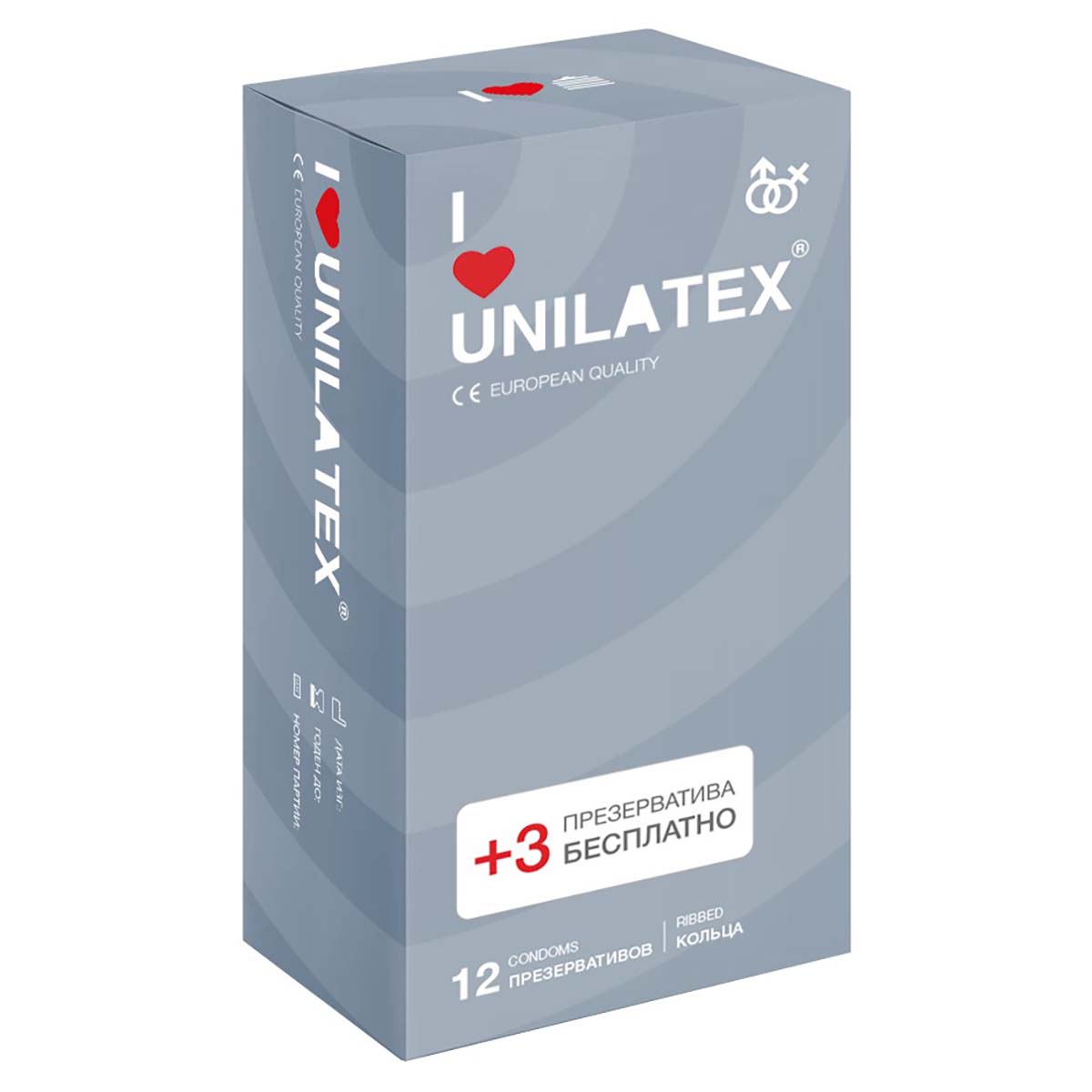 Презервативы Unilatex Ribbed 12+3 шт.  - купить со скидкой