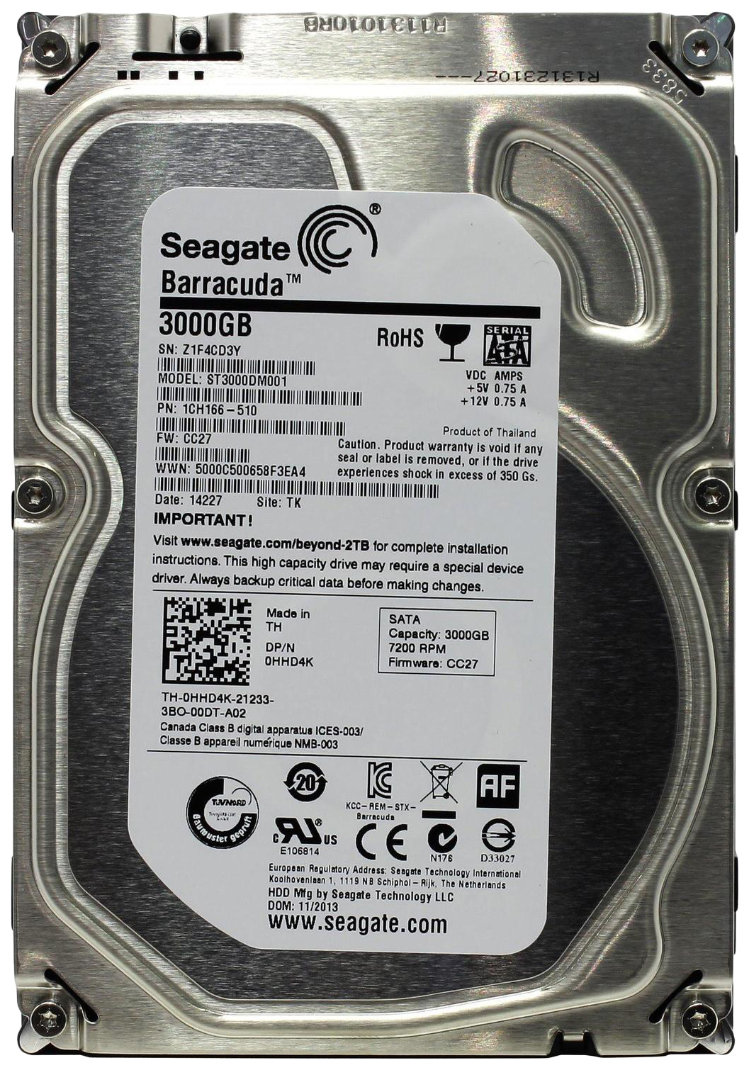 фото Жесткий диск seagate barracuda 14 3 тб (st3000dm001)