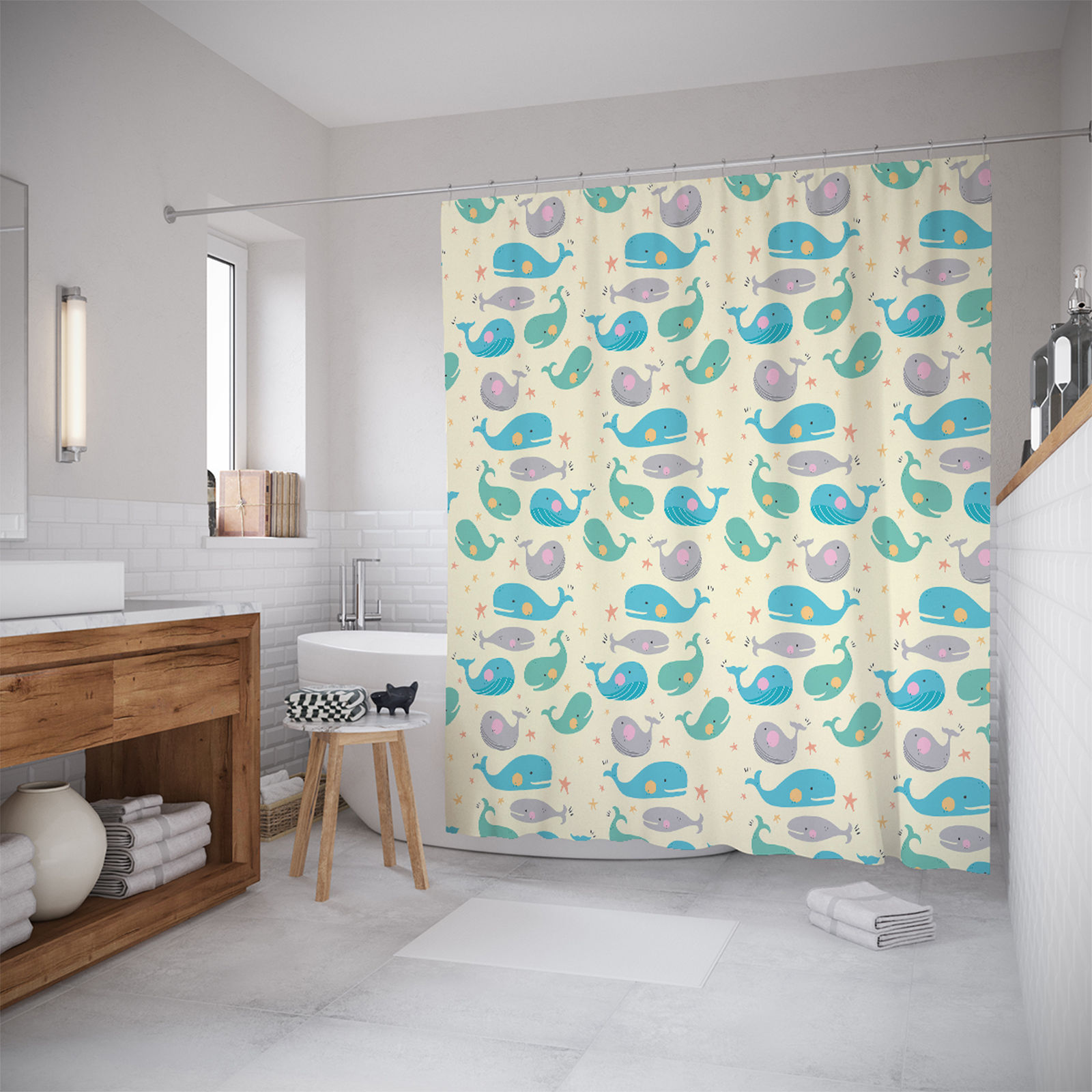 

Шторы для ванной JoyArty «Китовая вечеринка» 180x200