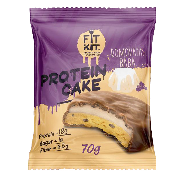 Fit Kit Protein Cake 70 г (вкус: ромовая баба) Протеиновое печенье