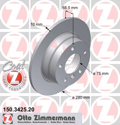 фото Тормозной диск zimmermann 150.3425.20