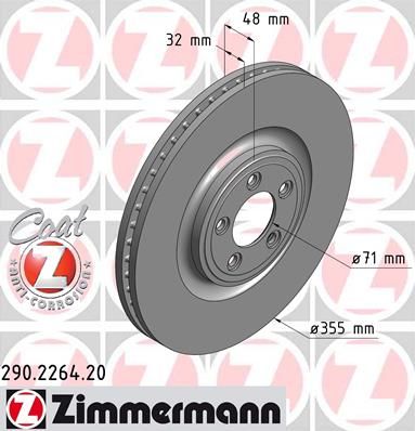 фото Тормозной диск zimmermann 290.2264.20