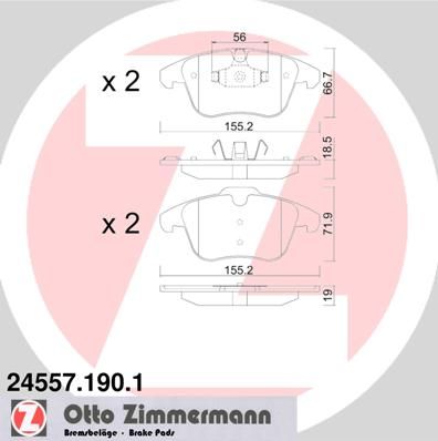 

Тормозные колодки ZIMMERMANN дисковые 24557.190.1