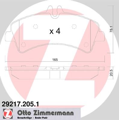 фото Комплект тормозных колодок, дисковый тормоз zimmermann 29217.205.1